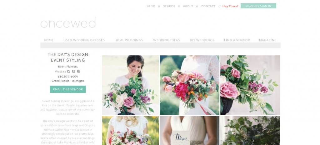 Once Wed Preferred Vendor | The Day's Design