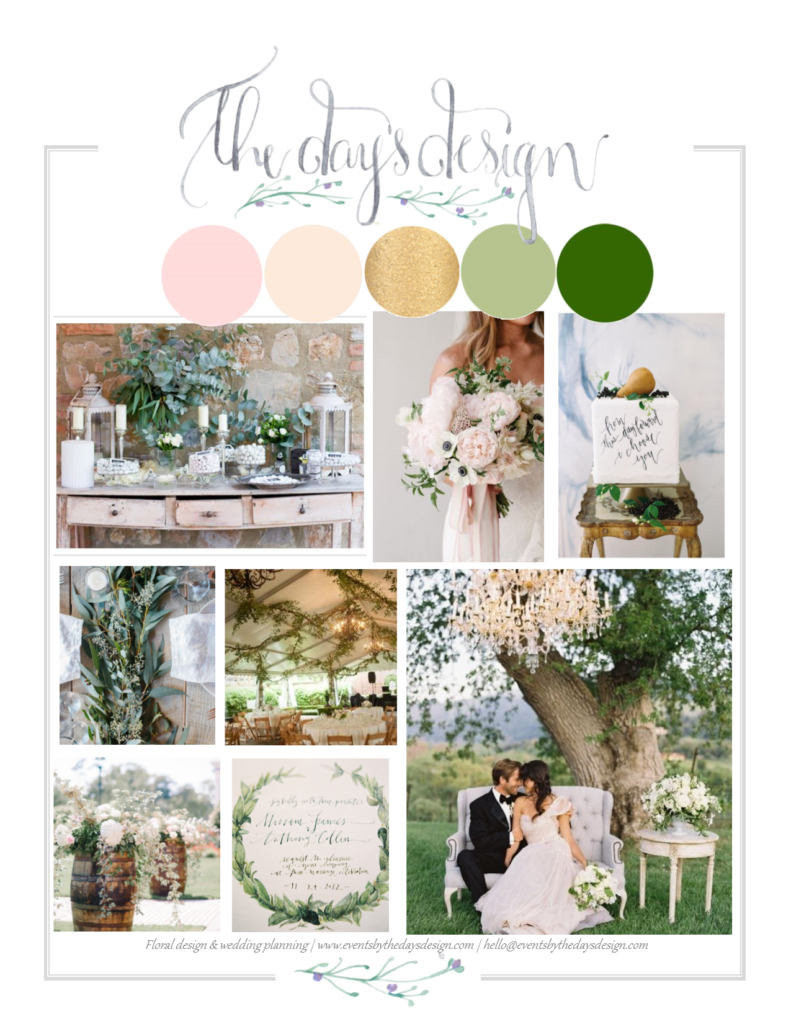 Classic Greenery & Blush Mood Board | The Day's Design
