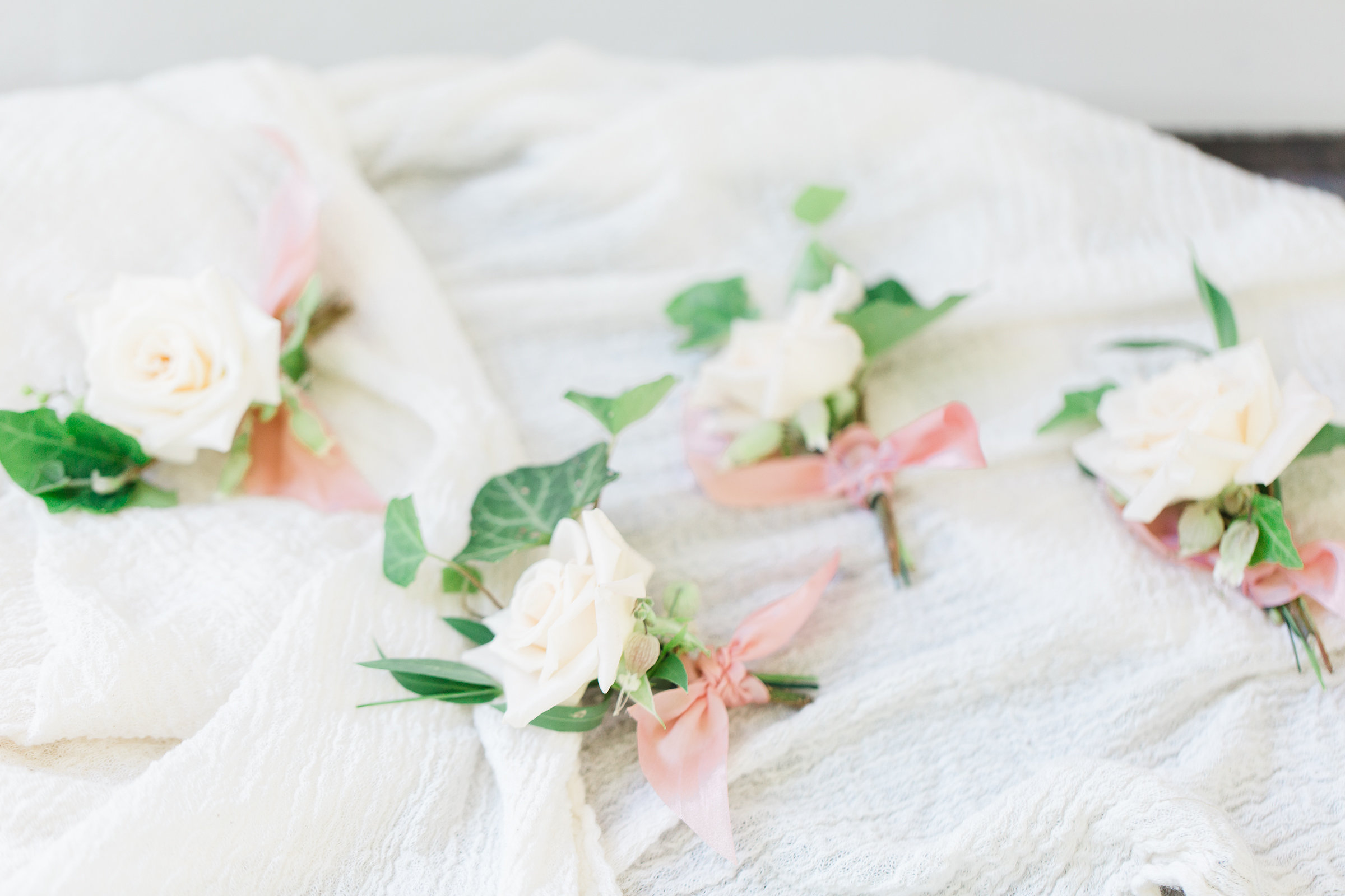 Blush Buttonholes | The Day's Design | Ashley Slater Photography