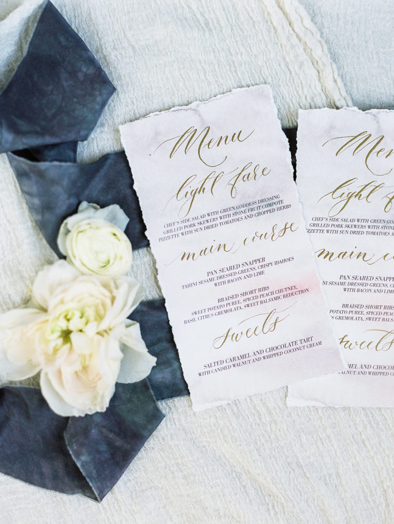 Dinner Menu | Silver Fox Calligraphy | Ashley Slater Photography