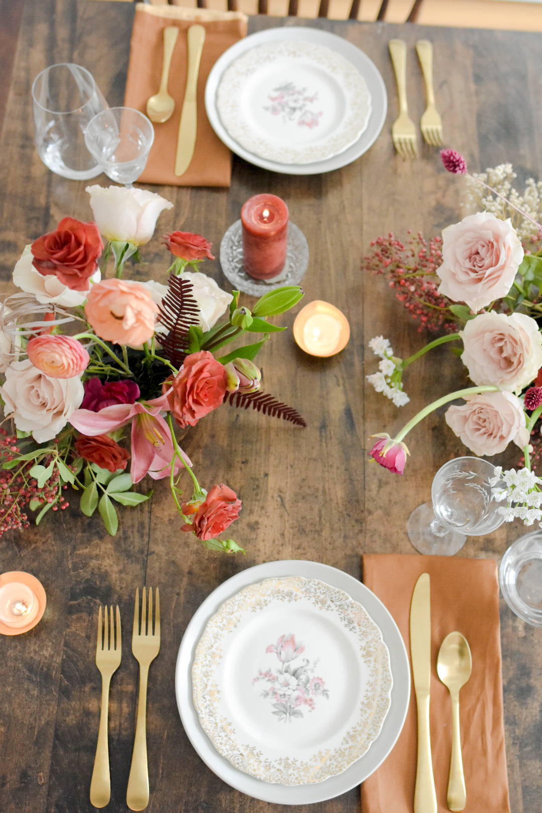 Red and mustard floral design