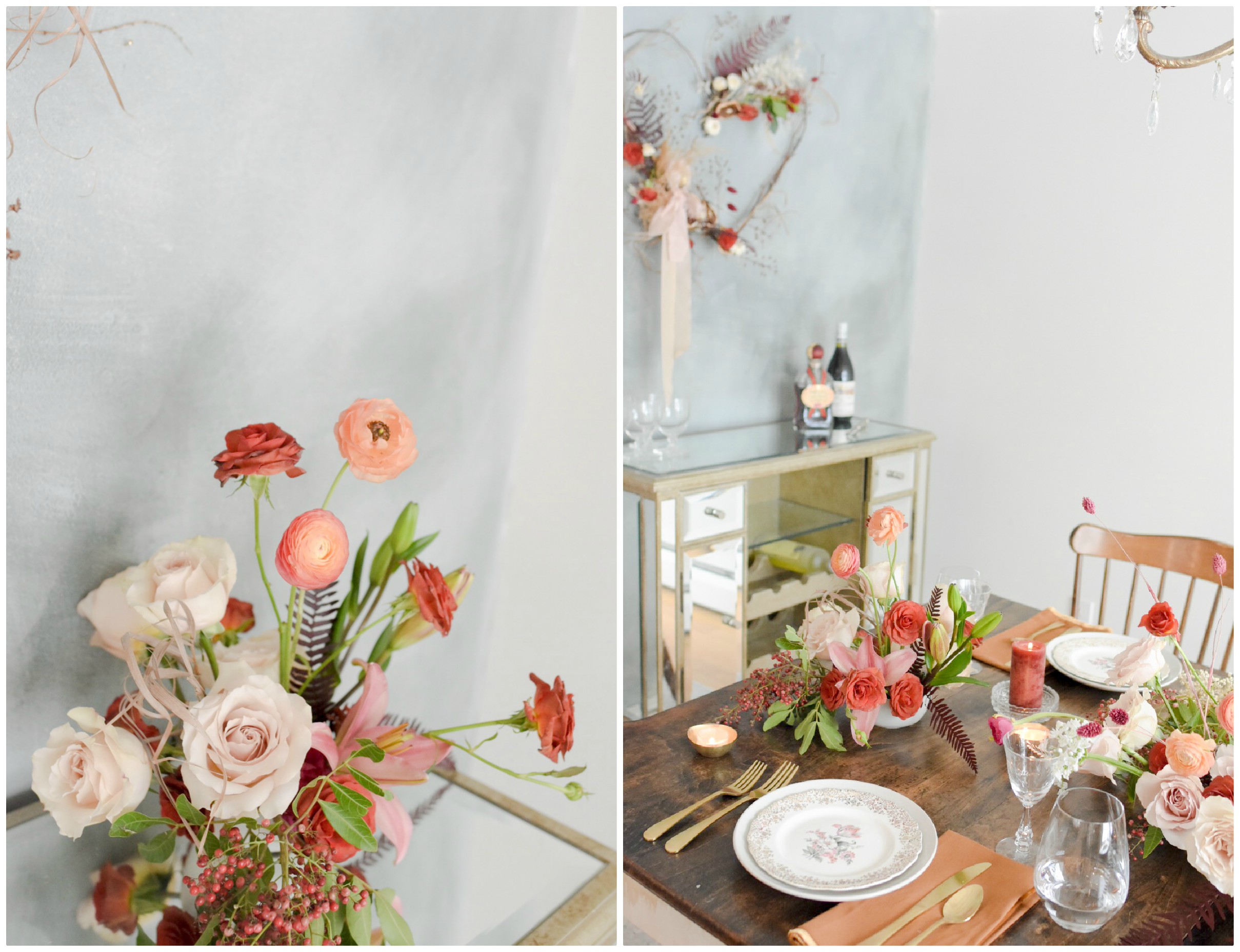 mustard, red and pink Valentine's idea