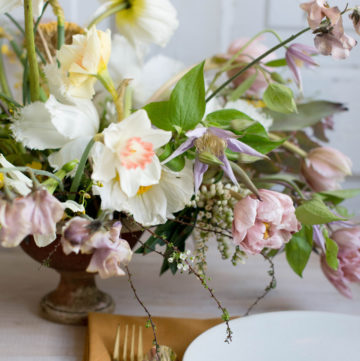 Yellow poppy centerepice for spring wedding flowers